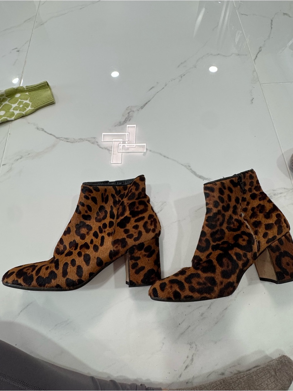 Zara Leopard Print Ankle Boots - Brown & Black